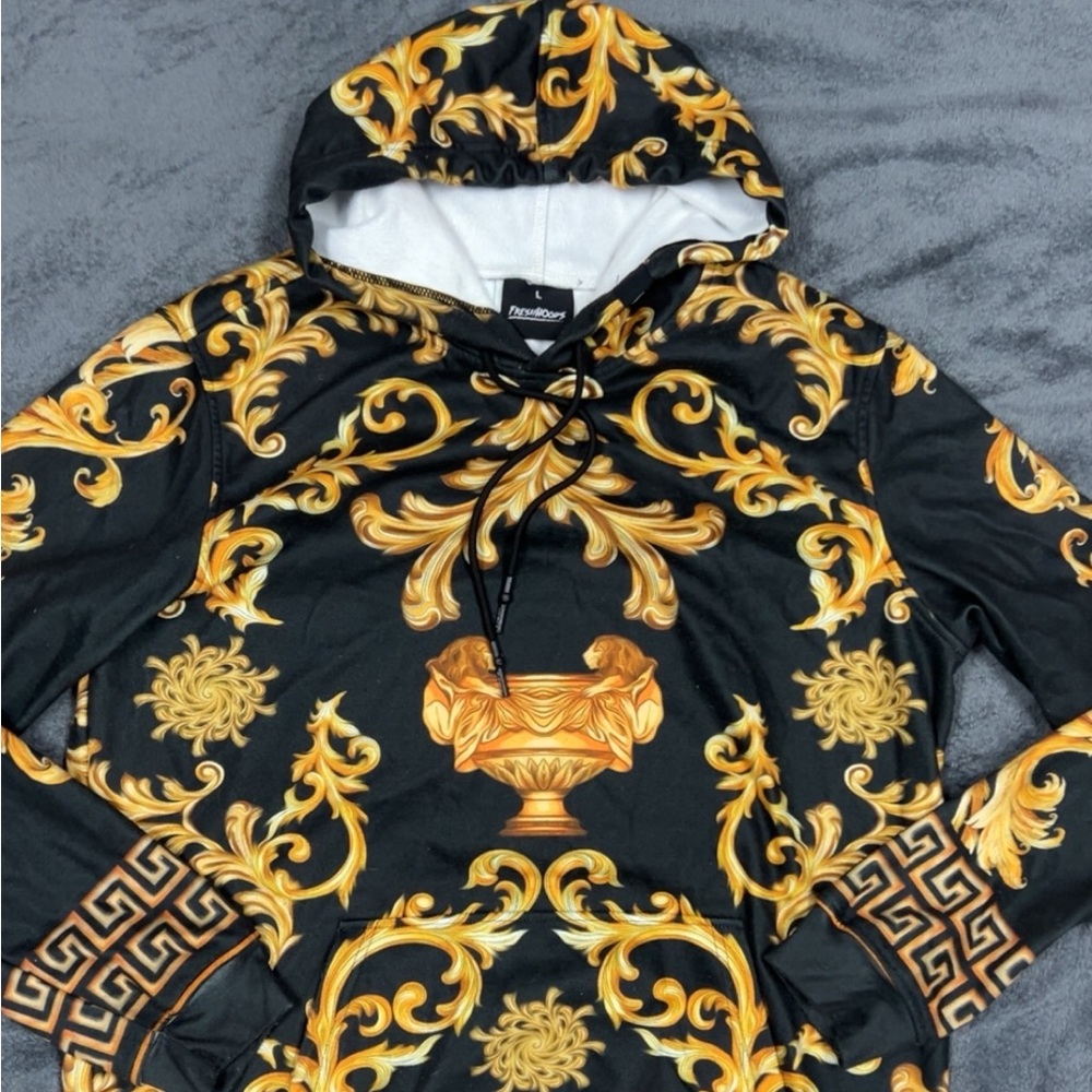 Black and Gold Men's Sweatshirt- Custom Made!! - size large